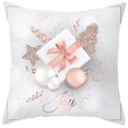 thumbnail image 1 of Funda de cojín cuadrada de color blanco y rosa, funda de almohada, decoración navideña, 1 of 1
