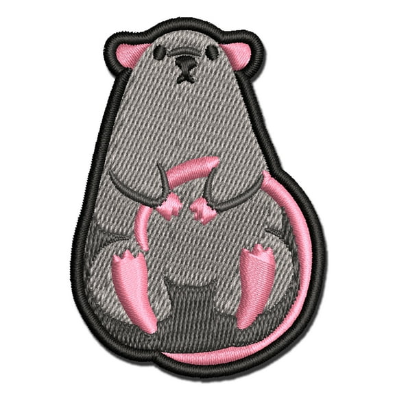 Pocket Rat Sitting Rodent Applique Multi-Color Embroidered Iron-On Patch - 2.5 Inch Small