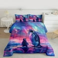 thumbnail image 2 of Homewish Cartoon Penguins Bedding Comforter Set,Antarctic Animal Twin Comforter Sets,Multicolor Aurora Bedding Set For Girls Kids,Ultra Soft Home Decor Reversible,2 Pieces, 2 of 8