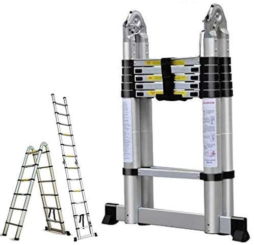 Aluminum Telescopic Extension Ladder 10.5ft Multi-Purpose Tall Ladder Non-Slip Max Load 330lb with EN131 Certificated US Stock 