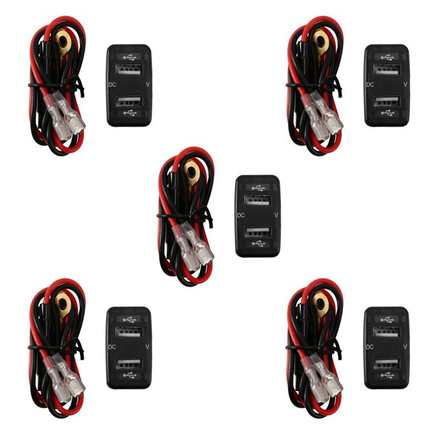 5X Adaptador de Pantalla de Voltios de Carga de Puerto USB Dual para Cargador de Coche Adaptado para Toyota Blue