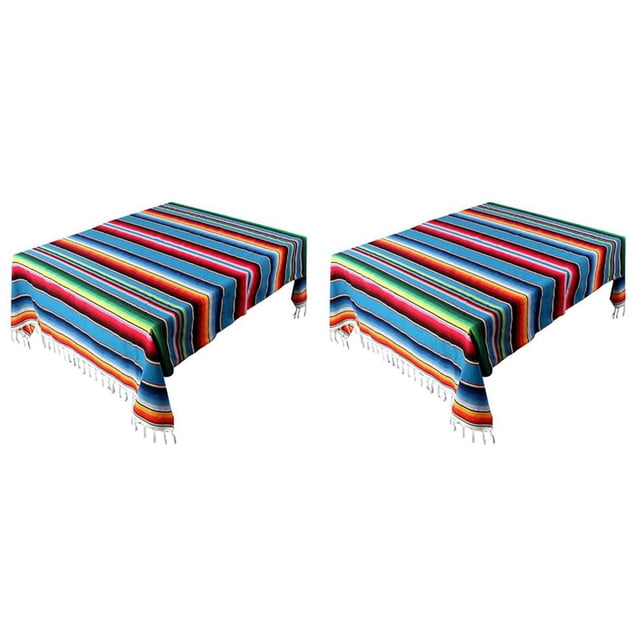 2X Mexican Blanket Sarape Picnic Rug Throw Tablecloth Hot Rod for Yoga Party , 150X215cm