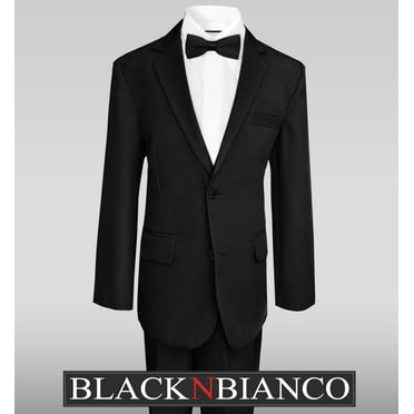 Black N Bianco Boys Solid Suit and Tie Formal Outift - Walmart.com