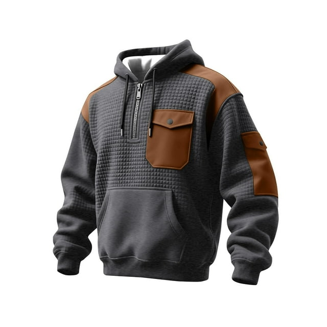 MHFRRA Sudadera con Capucha y Tejido de Cremallera de Un Cuarto, Ligera, Deportiva, con Bolsillo Delantero, Cómoda y Informal Gris