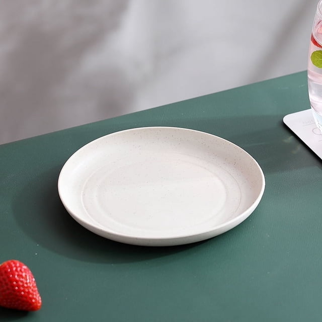 Zhuge 6pcs 5.9 Inches Lightweight Mini Wheat Straw Plates,Reusable Plate Set Dishwasher & Microwave Safe,Unbreakable Deep Dinner Plates,They are easy to clean,Beige