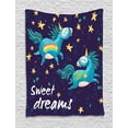 thumbnail image 1 of Sweet Dreams Tapestry, Two Unicorns Flying in Night Sky Childhood Fantasy Fairytale Themed Cartoon, Wall Hanging for Bedroom Living Room Dorm Decor, 40W X 60L Inches, Multicolor, by Ambesonne, 1 of 2