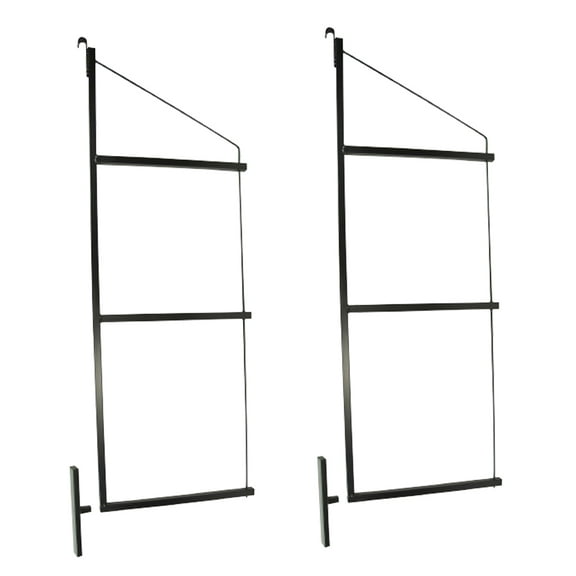 2 Pack of 3 Tier Shipping Container Shelving Bracket with 18"(D) x 60"(H) - Black Powder Coated Steel Shelf Brackets for Heavy Duty Trailer Containers - Easy to Assemble & Remove