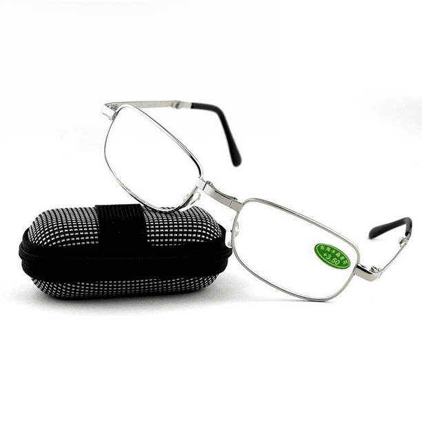 Grado de cristal Estándar Tableta de resina de alta definición Bolsa con cremallera portátil Espejo plegable para presbicia con doble luz Caja de cuero de calidad Espejo plegable