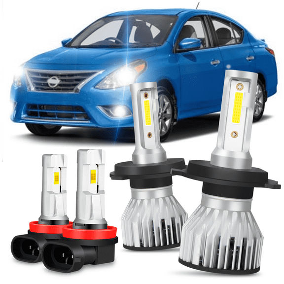 For Nissan Versa 2007-2016 2017 2018 LED Headlight High Low  Fog Light Bulbs Kit 4pcs