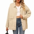 thumbnail image 3 of Women'S Button-Down Vintage Ripped Blue Denim Jacket Khaki L, 3 of 9