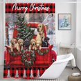 thumbnail image 2 of Jbralid Cortina De Ducha Navideña, Camión Rojo Vintage Con Árbol De Navidad, Lindo Perro, Cortina De Ducha Para Niños, Cuadros De Búfalo, Decoración De Baño Impermeable Con Ganchos De 72 X 72 Pulgadas, 2 of 5