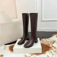 thumbnail image 6 of Taylonsss Women's Fashion Casual Winter Solid Color Thick Heel Square Toe Mid-Calf Boots with Blocks Heel for All-Day Comfort Water-Resistant Faux Leather Boots for Fall and Winter Seasons, 6 of 8