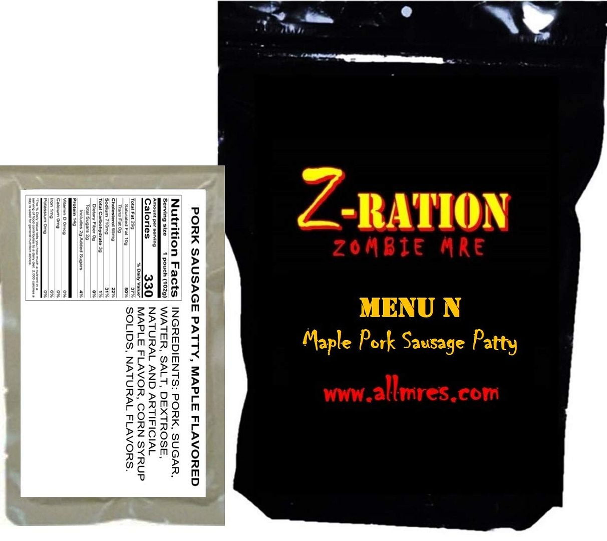 ZRation MRE (Meal, Ready to Eat) Maple Flavored Pork Sausage Patties