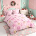 thumbnail image 2 of Erosebridal Snowflake Heart 7-Piece King Bedding,Pink Winter Pattern King Bed in a Bag,Pink Reversible, 2 of 7