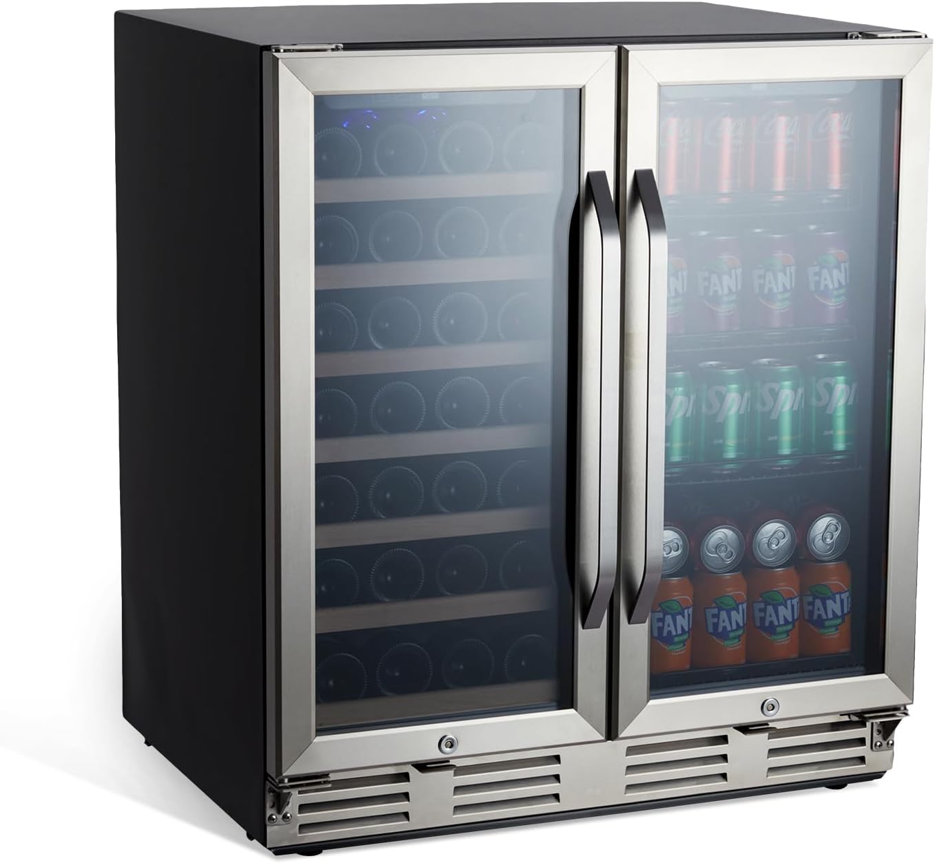 Towallmark Wine and Beverage Refrigerator, 30 inch Wine Fridge Dual Zone Hold 33 Bottles and 96 Cans, Digital Touch Control, Built-In or Freestanding