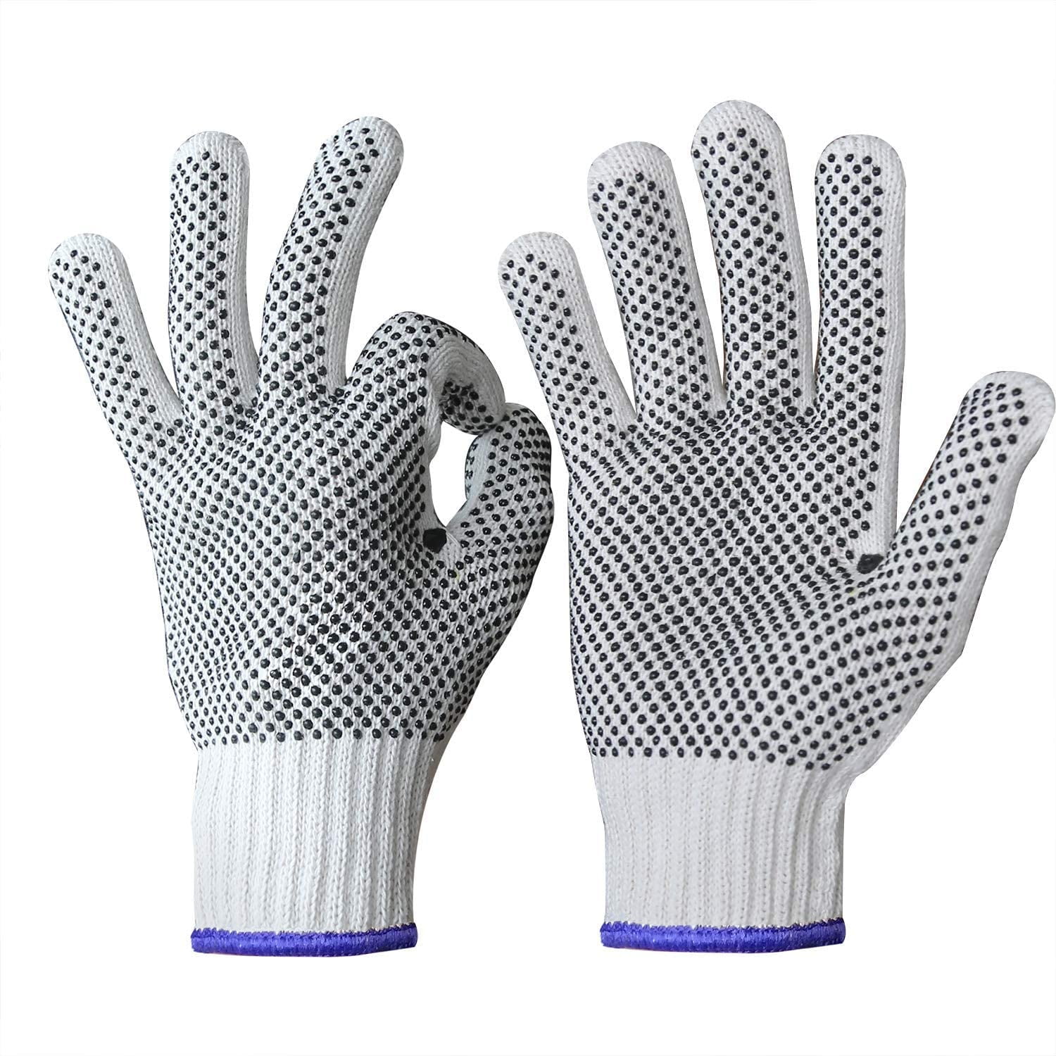32/5000 [12 Pair] Cotton Yarn Knitted Protective Grip Painter Industrial  Warehouse Gardening Work Gloves for