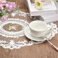 thumbnail image 4 of Uxcell 2Pack 12x16-in Retro Lace Placemat Oval French Crochet Doilies Coasters Dusty Rose, 4 of 6