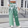 thumbnail image 6 of Women's Casual Wide Leg Sweatpants, Loose Floral Print Sports Pants, Fashion Lounge Pants for Women, Perfect for Home and Outdoor Activities,Green,2XL, 6 of 7