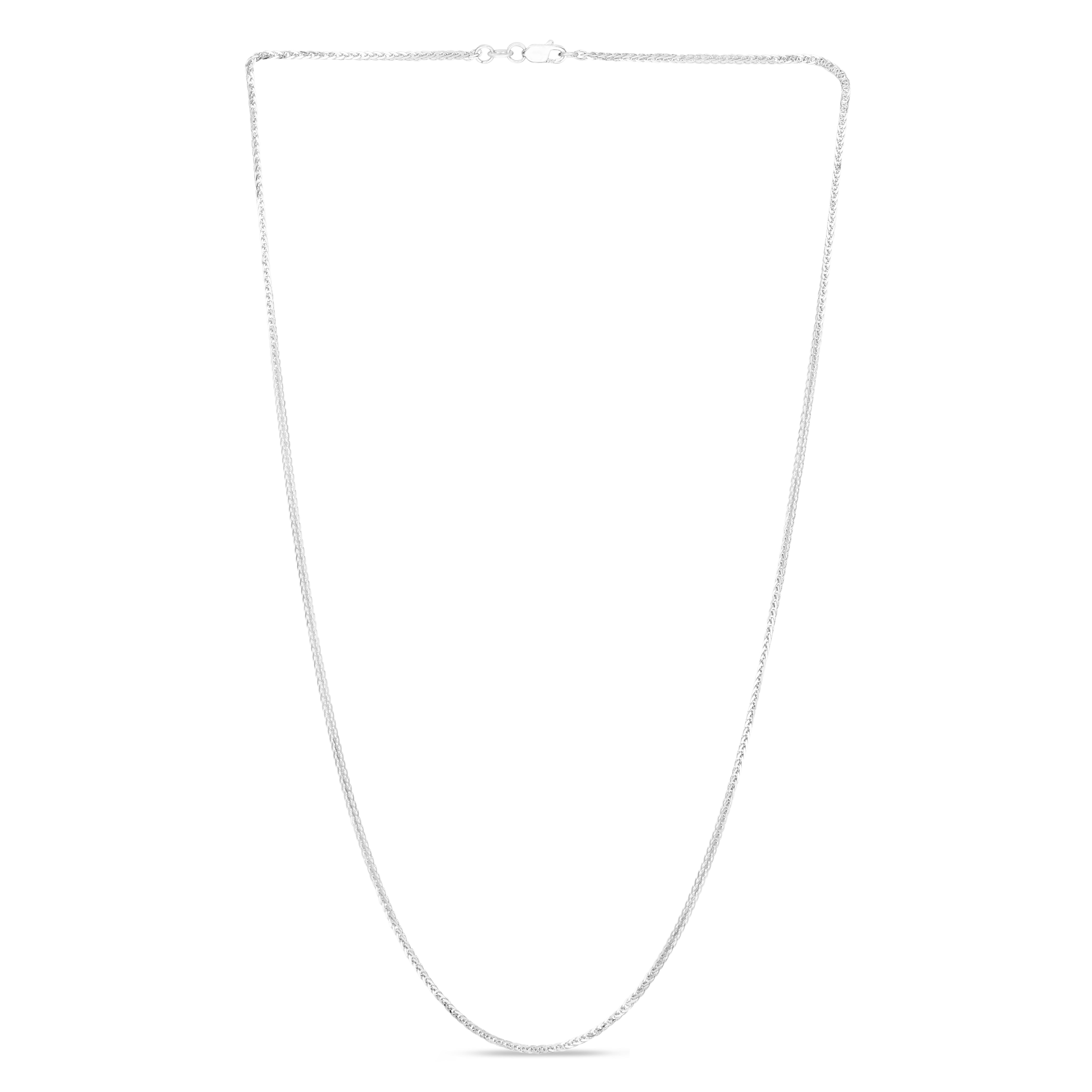 14K White Gold 18in 1.8 mm Square Wheat Chain with Lobster Clasp