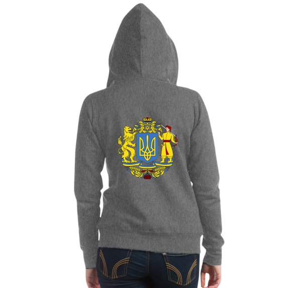 CafePress - Ukraine Coat Of Arms (Back) - Women's Zip Hoodie