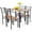 Beige, variant on Costway 5 Piece Dining Table Set Wood Metal Kitchen Breakfast Furniture with 4 Chair Walnut