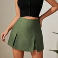 thumbnail image 2 of Felirenzacia Mini Skirt High Waist Zip Up Split Bodycon Fitted Party A Line Skirt Skort with Short, Army Green,L, 2 of 8