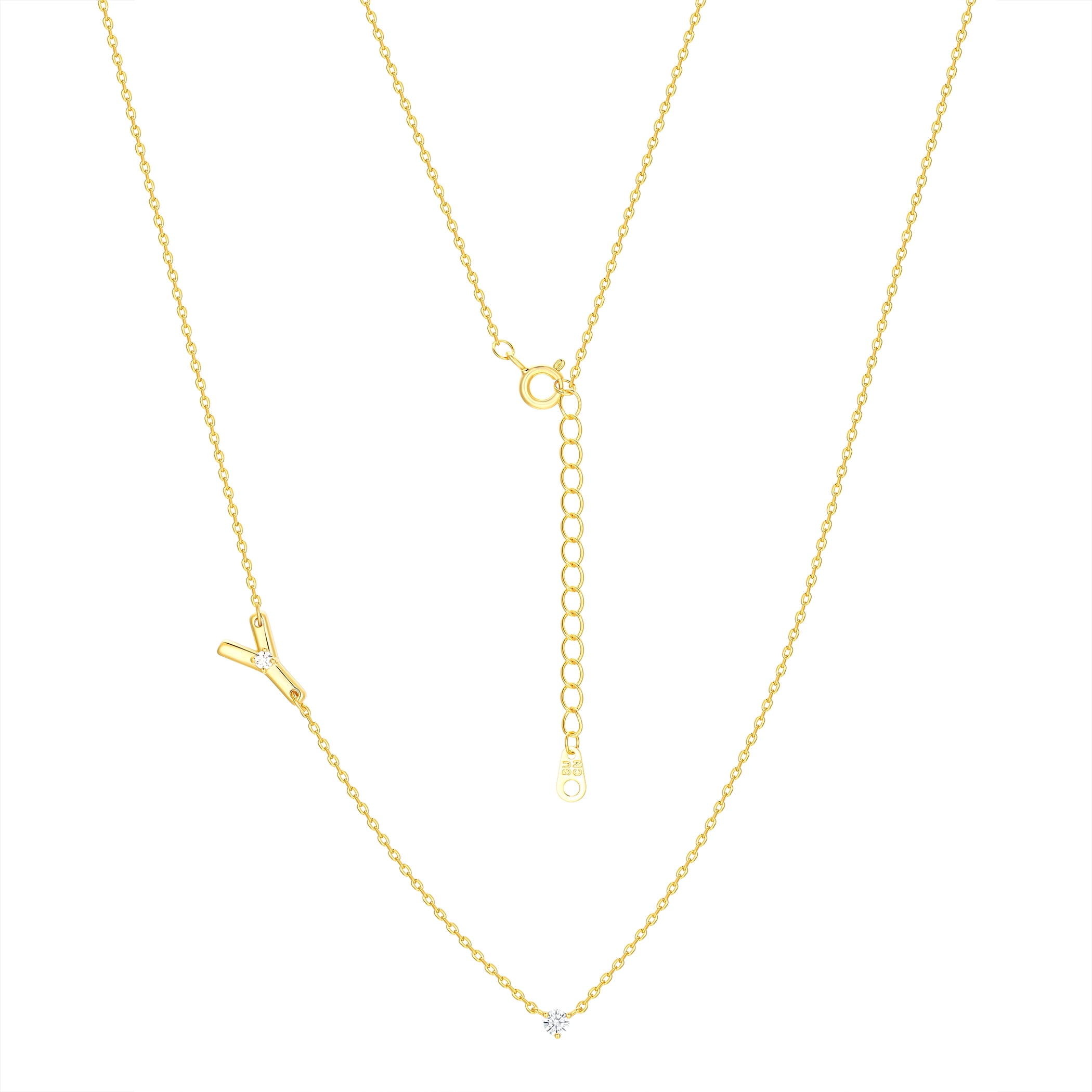 Believe by Brilliance Y Triple Chain Initial Necklace Set in 14KT Gold Flash Plated Brass