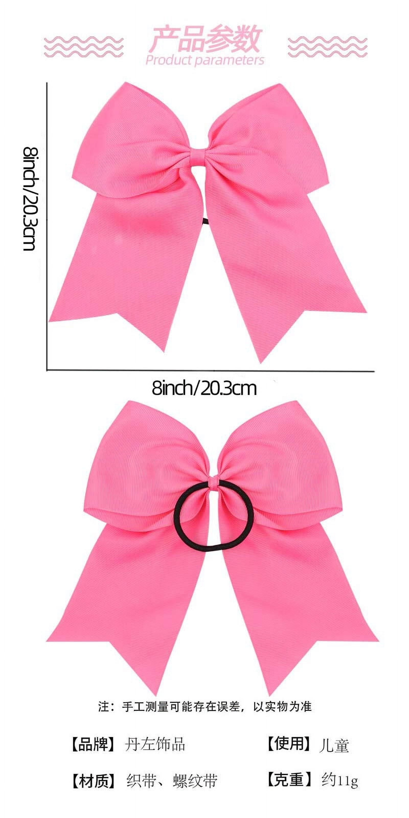 Yoyauz 8" Plus Cheerleader Bow Girl Hair Ornament with Ponytail Stand Bow Cheerleader Soft Football Competition Sports