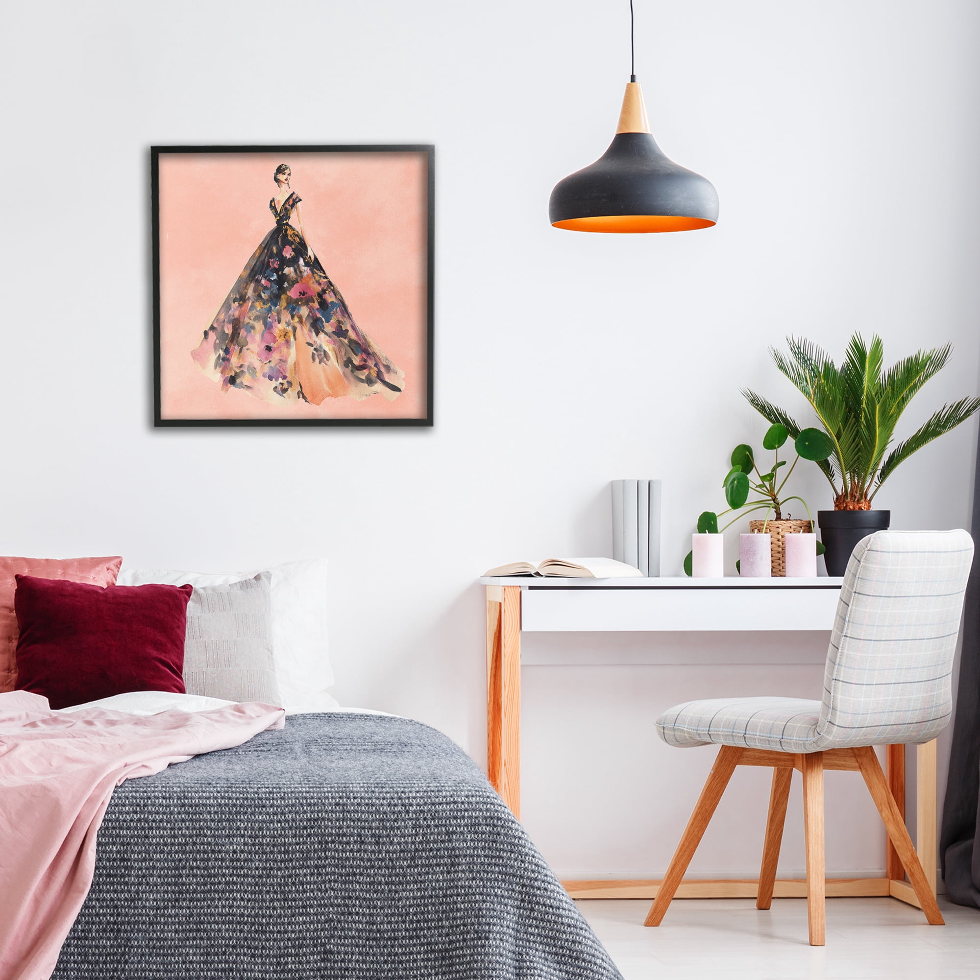 Stupell Industries Rose Gold Night Black Framed Giclee Art, design by Svetlana Aleynikova