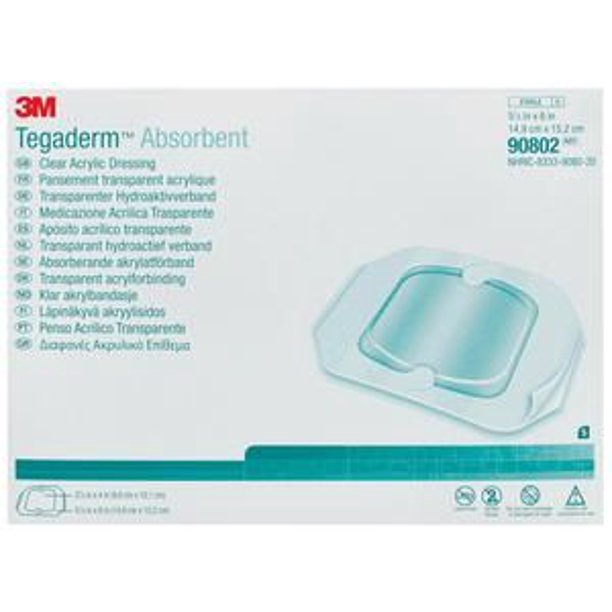 Tegaderm Clear Absorbent Acrylic Dressing 59/10 x 6 Inch, Box of 5