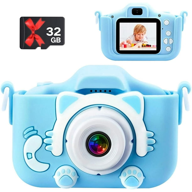 Cámara para niños 1080P HD Cámara dual digital Cámara de 20MP Cámara de grabación de video Selfie para niños pequeños con tarjeta TF de 32GB 5 Juegos de rompecabezas Regalo de juguete electrónico de cumpleaños para niñas y niños de 3-9 años - Azul Ormromra HMHZ1577
