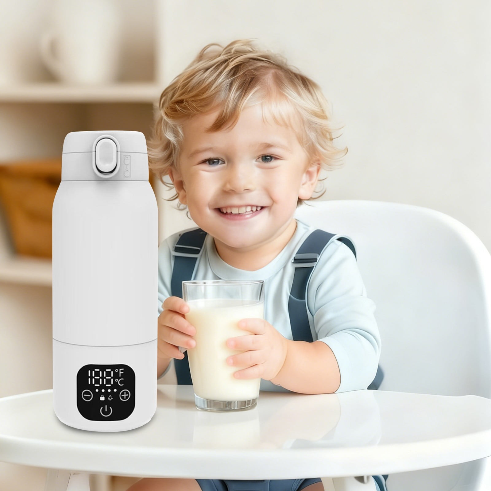 Portable Bottle Warmer 17oz Bottle Warmer for Travel, Fast Heating for Breast Milk Formula & Water, Long Battery Life &Large Capacity, Suitable for Baby Outdoor