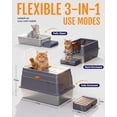 thumbnail image 5 of Powools Cat Litter Box - Stainless Steel Litter Box with Lid for Kitty, Metal Base Enclosed Cat Box with Litter Scoop, Elevated Step Box, Activated-Carbon pack, 17.1" x 13.2" x 15", Grey, 5 of 8