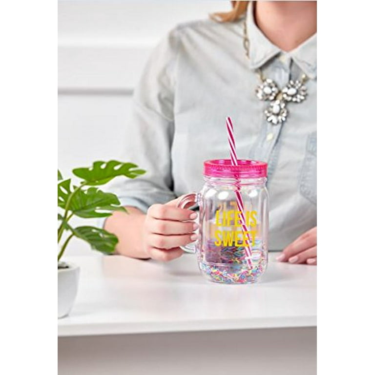 Fun Mason Jar Plastic Cups: Large Break Resistant, BPA Free To-Go Mug with  Lid and Straw- Perfect as Party Cups, Kids Travel Cups, Wedding Party Cups  (Multi-Colored, 4-Pack) 