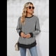 thumbnail image 4 of Sudadera de Mujer de Larga con Cuello Redondo y Rayas para Otoño. y Negro XL, 4 of 10