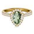 thumbnail image 2 of Aonejewelry 1.55 Ct. Ttw Diamond and Pear Shaped Green Amethyst Ring in 10K Yellow Gold, 2 of 4