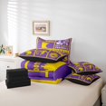 thumbnail image 5 of Homewish Football Rugby Teens Bedding Comforter Set 7pcs, Modern Sports Athlete Queen Bedding Sets, Purple Yellow Cartoon Helmet Reversible Queen Sheet Sets, Microfiber Bedroom Decor, 5 of 7