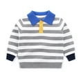 thumbnail image 2 of Godderr Kids Toddler Boys Stripe Knitted Sweater 1-7Y Baby Pullover Knitted Top Long sleeved Lapel Warm Knitted Sweater, 2 of 7