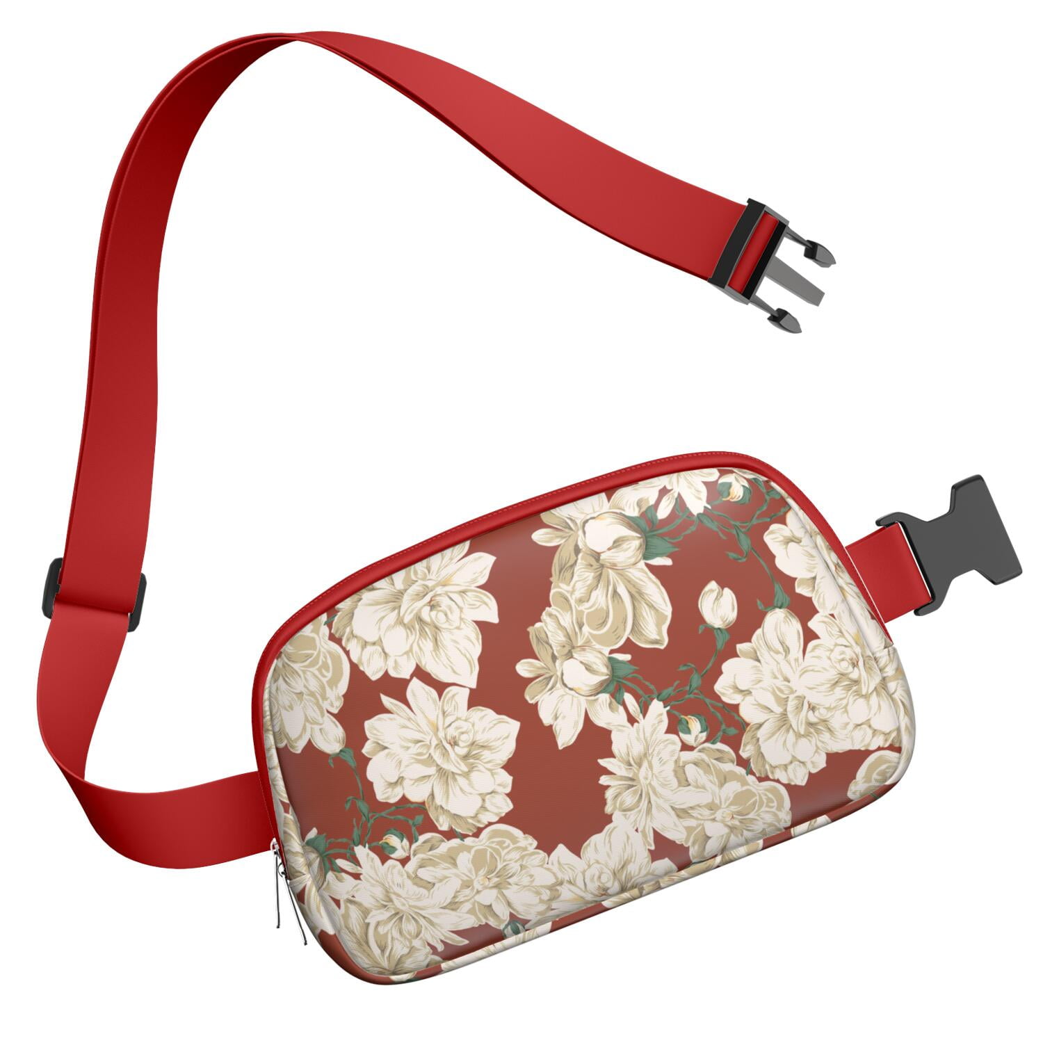 Garden-Inspired Fanny Pack – Floral Waist Bag with Tropical Wildflower Print & Hummingbird Aesthetic