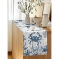 thumbnail image 5 of Ocean Crab Table Runner, Blue Yellow Sea Star Shell Coral White Wood Grain Cotton Linen Kitchen Table Decoration Washable Dining Tabletop Runners for Home Party Decor 13x60 Inches, 5 of 9