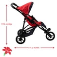 thumbnail image 3 of HUSHLILY - Baby Doll Jogger Stroller with Adjustable Canopy & Basket, Foldable, with Smooth Rolling Wheels, Red & Denim Blue, 3 of 3