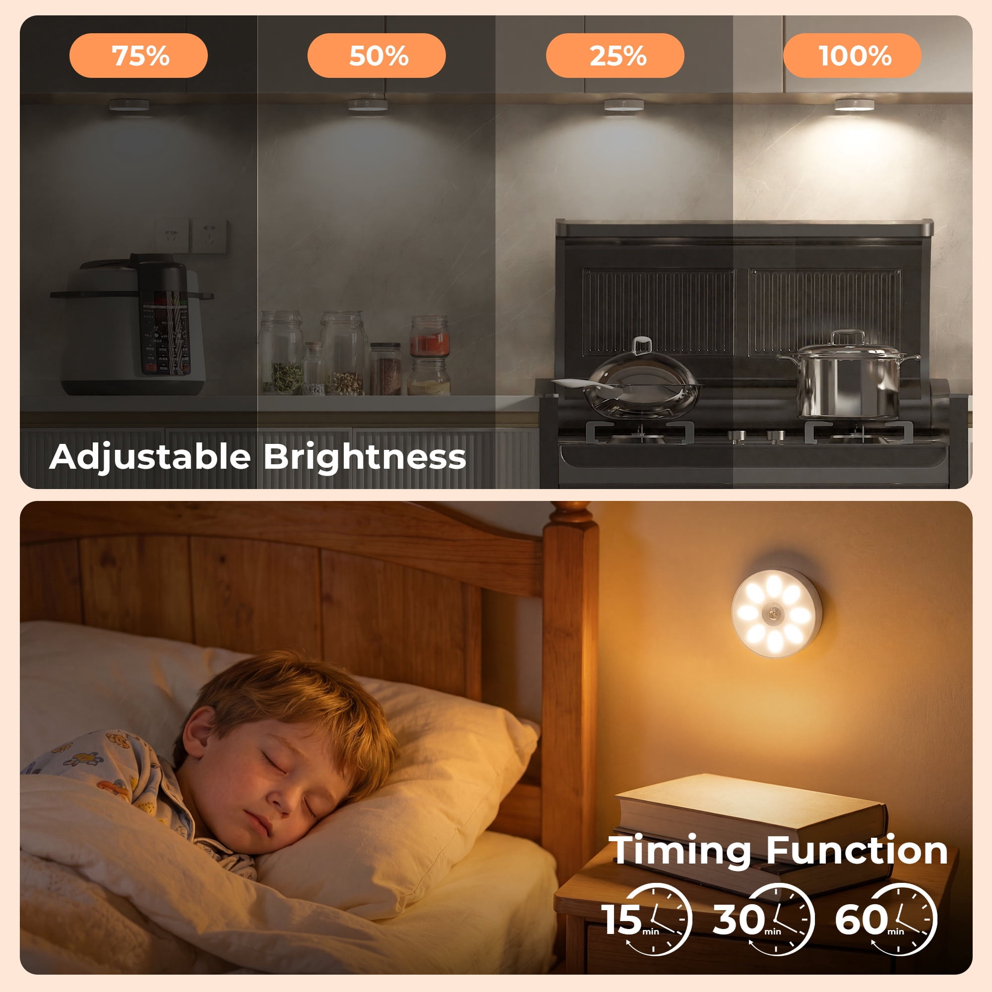 1000mAh Rechargeable Puck Lights with Remote, Motion Sensor Under Cabinet Lighting, 3 Color Temps & 12 RGB Colors, Dimmable Magnetic LED Stick-On Shelf Lights for Kitchen Closet Stairs, 6-Pack