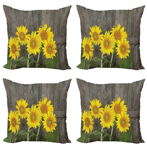 Sunflower Throw Pillow Cushion Case Pack of 4, Helianthus Sunflowers