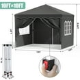 thumbnail image 2 of Pirecart 10' x 10' Pop up Canopy Tent, Outdoor Canopy Shelter Gazebo with 4 Removable Sidewalls and Carrying Bag, Black, 2 of 7