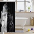 thumbnail image 3 of Black and White Wolf Fabric Shower Curtain for Wolf Lovers Shower Curtain, Moon Wolves Design Bathroom Shower Curtain Sets Adults 3D Digital Animal Bathroom Accessories 72"Wx78"L, 3 of 4