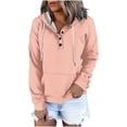 thumbnail image 2 of Azrian Hoodies for Womens Clearance,Plus Size Womens Sweatshirts Clearance,Fashion Women Casual Pure Color Long Sleeve Hooded Loose T-Shirt Blouse Pullover Tops Deals for Winter 2023 on Sale, 2 of 5