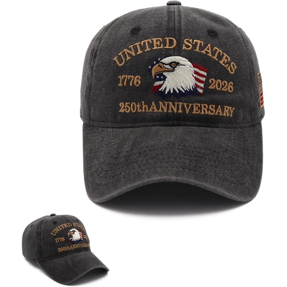United States 1776-2026 250th Anniversary Hat,250 Anniversary Hat Adjustable Retro Washed Baseball Caps for Men Women