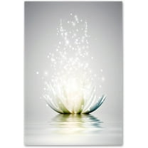 Zen Canvas Wall Art White Lotus Flower Bloom in Water Picture Prints Wall Decor Framed Grey Painting for Yoga Spa Meditation Spiritual Room Decor (12x18in (30x45cm), Zen Artwork-3)