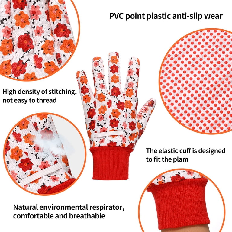 Hengguang Floral Gardening Gloves for Women, 4 Pairs photo 3