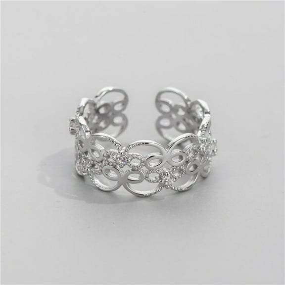 Sterling Silver Ring For Women S925 Flower Lace Design Romantic Electroplated Engagement Anniversary Jewelry Gift